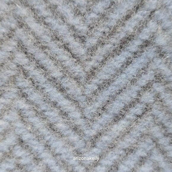 John Hanly Merino Wool & Cashmere Herringbone Scarf Grey Blue Thick Ireland - Picture 12 of 13